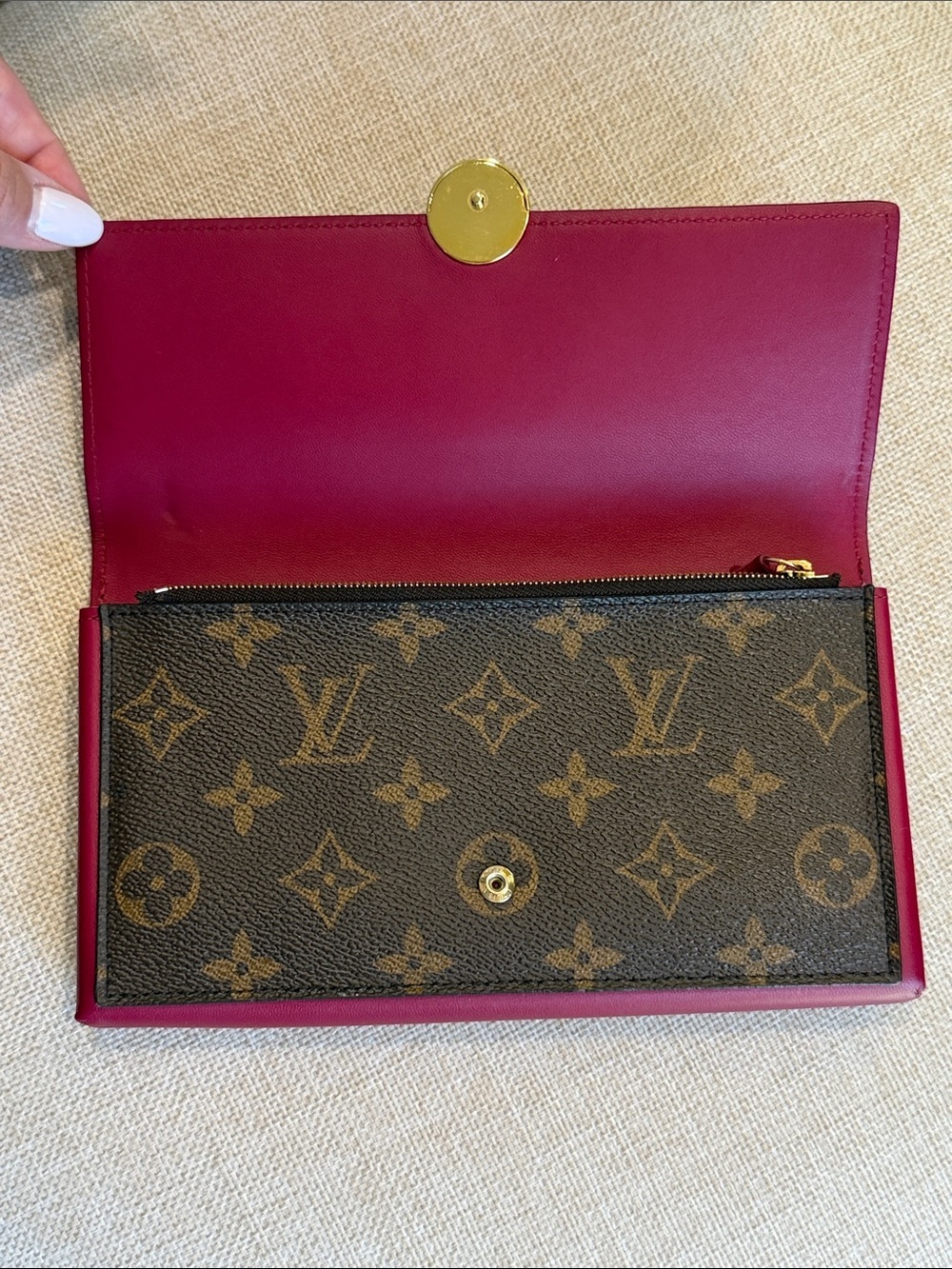 LOUIS VUITTON FLORE WALLET Fuschia Raspberry Monogram Canvas Long Wallet - Picture 9 of 13